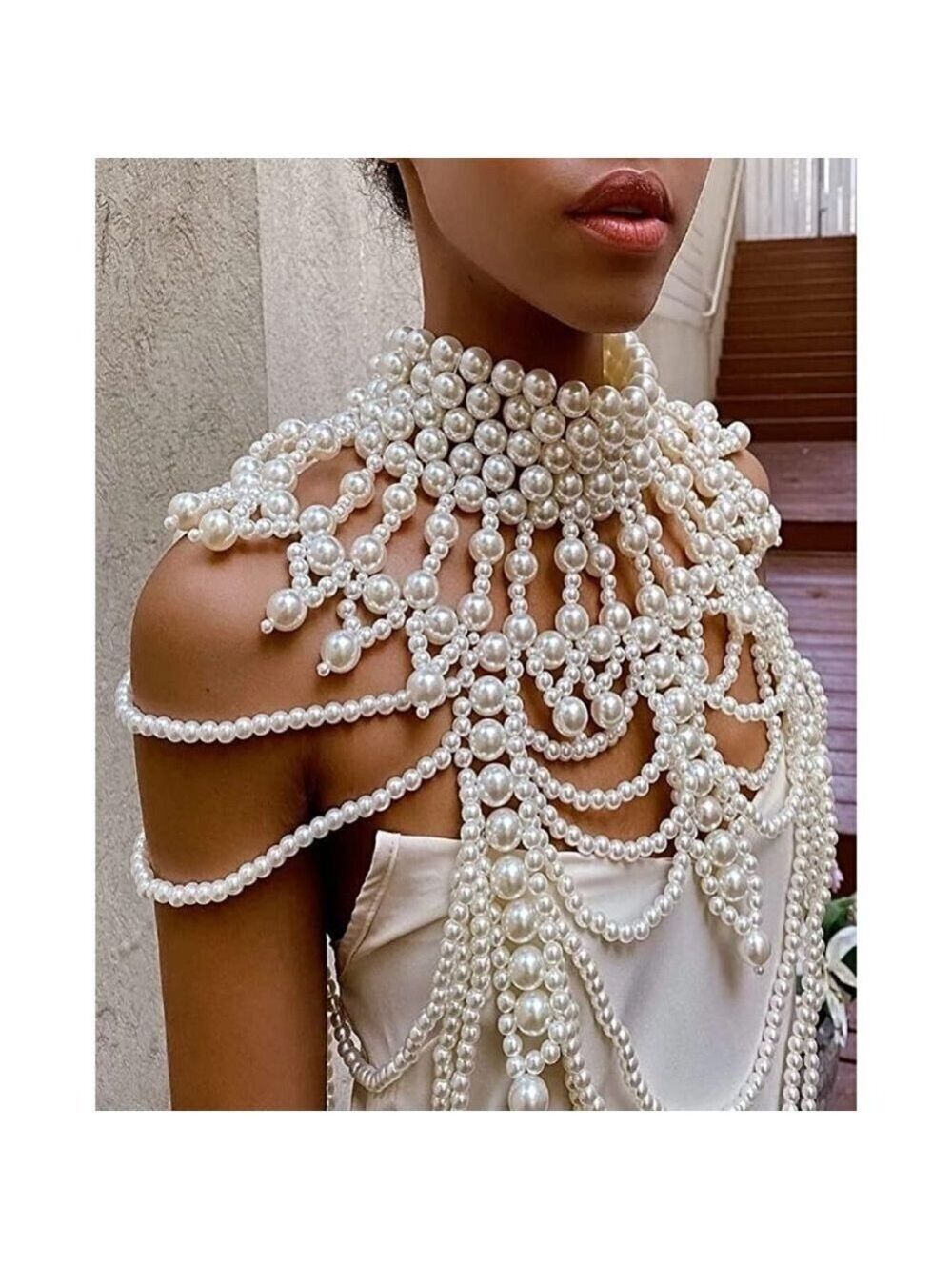 White Pearl Body Chain Sexy Bra Fashion Shoulder Necklaces Harness Jewelry Sexy